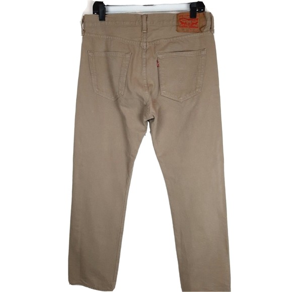 Levis 501 Tan Beige Button Fly 5 Pocket Denim Jeans Pants Mens Size 32 x 30 - Picture 7 of 12